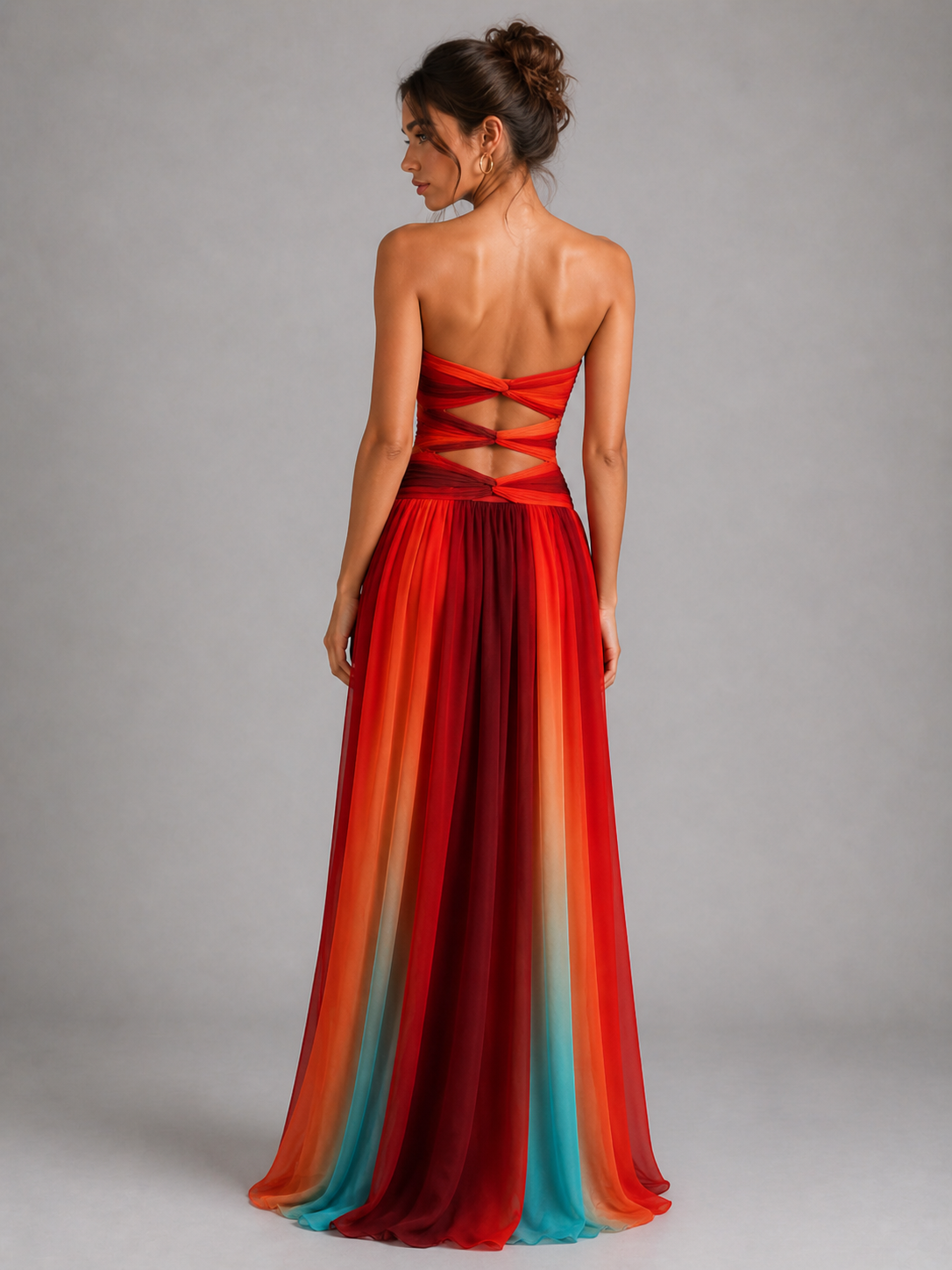 MARGOT - ROBE LONGUE BUSTIER À DÉCOUPES ET DÉGRADÉ COLORÉ