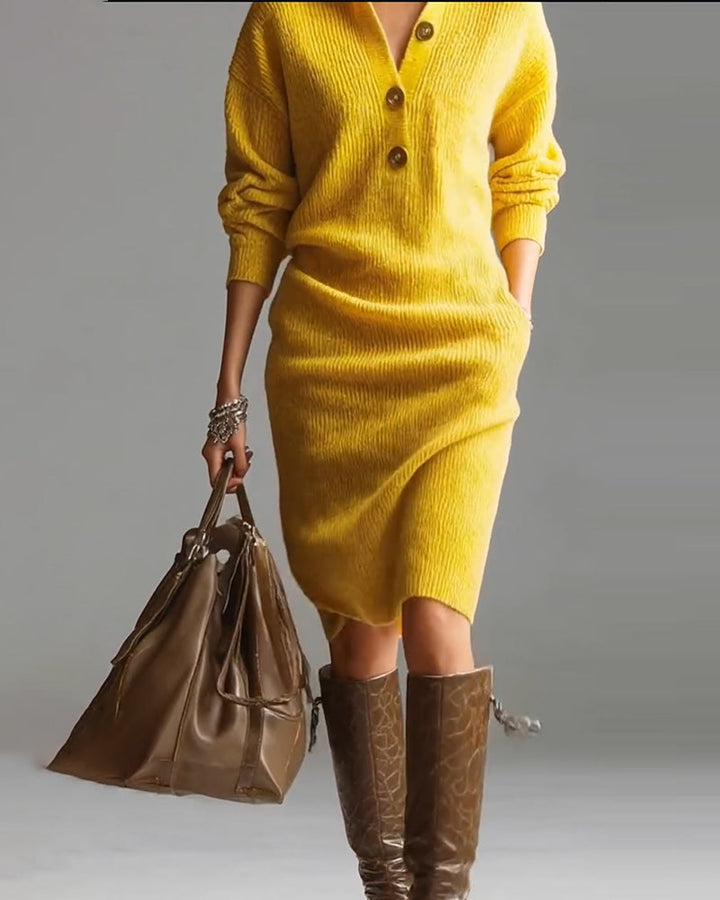 Robe pull décontractée de couleur unie pour l'automne et l'hiver