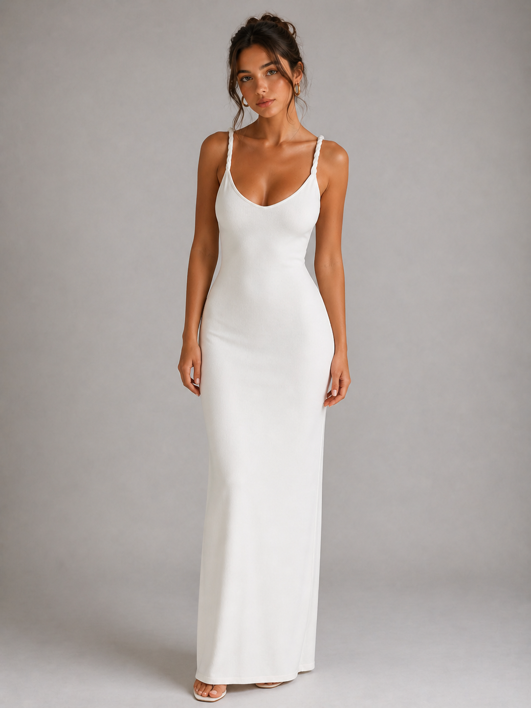 CAMILLE - ROBE LONGUE DOS NU À FINES BRETELLES