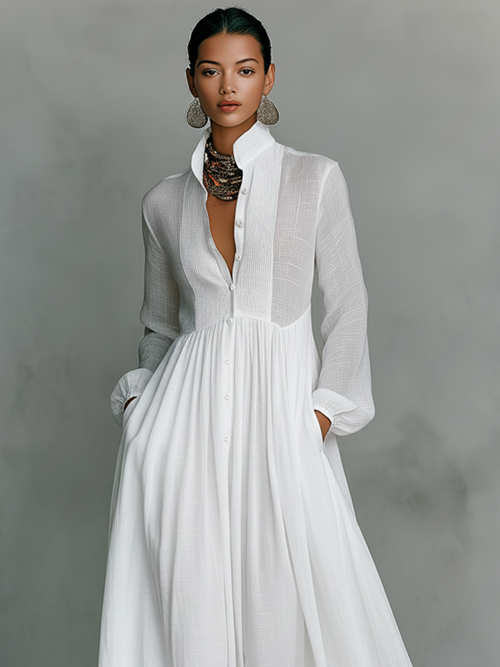 Amélie™ | Robe longue fluide en mélange de lin
