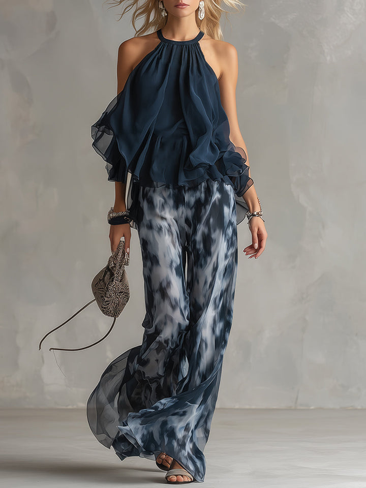 Élise | Ensemble élégant aérien avec top fluide et pantalon ample