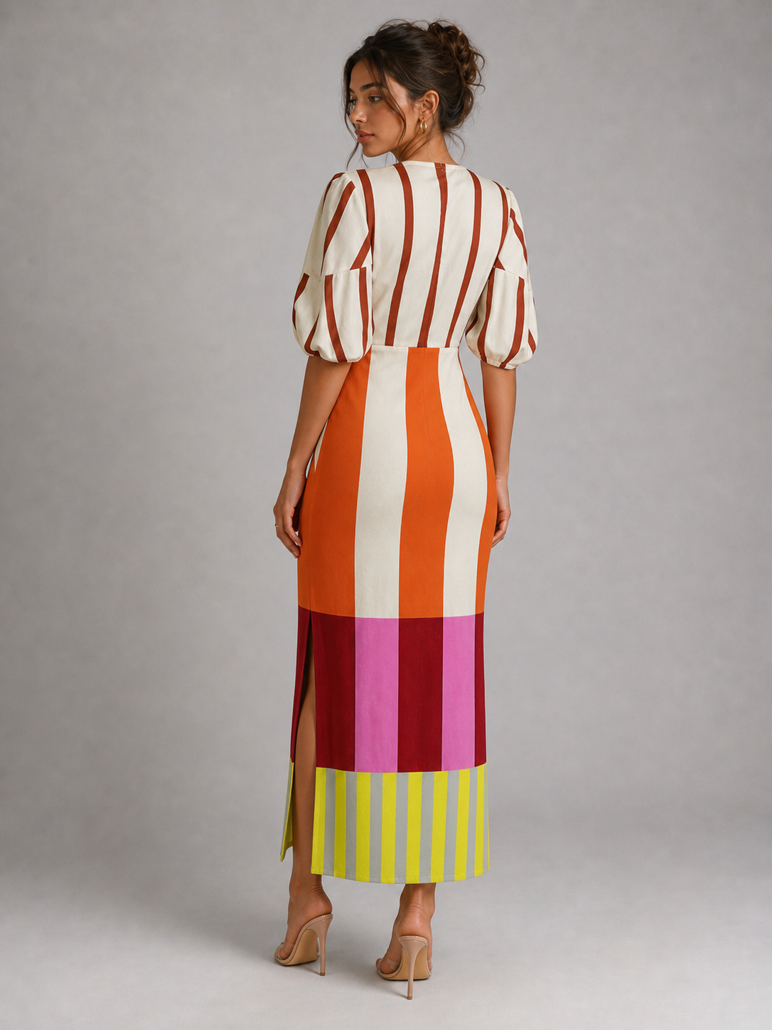 AVÉLINE – ROBE LONGUE RAYÉE COLORÉE