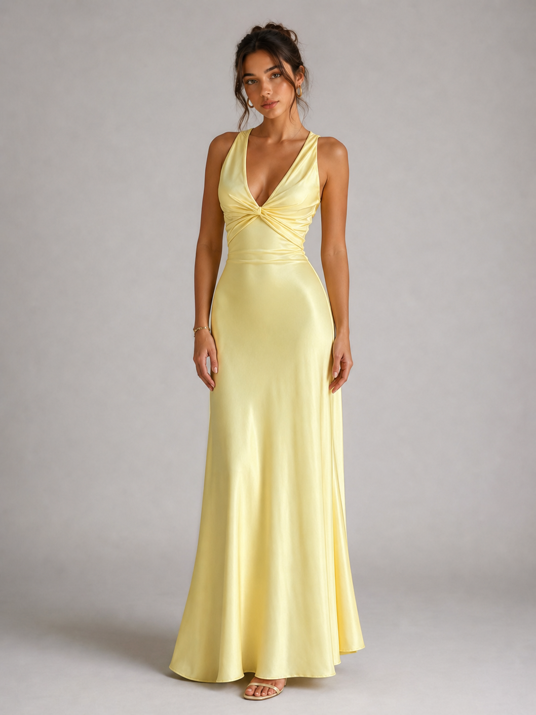 LUNÉA – ROBE LONGUE SATINÉE DOS NU