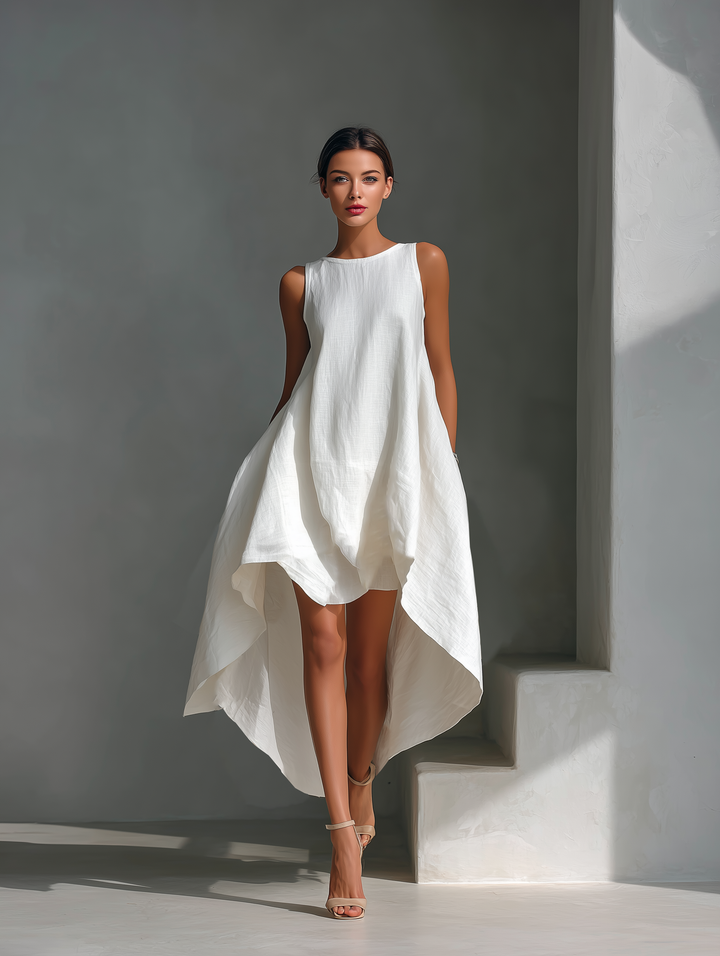 Alina | Robe asymétrique fluide en tissu léger au style minimaliste chic