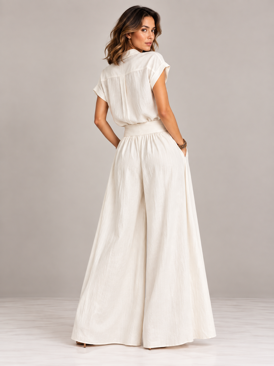 Aveline | Ensemble élégant avec chemise et jupe longue fluide