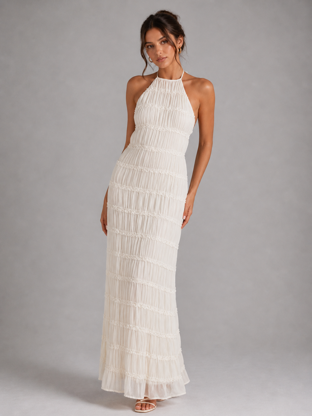 CÉLESTE – ROBE LONGUE TEXTURÉE DOS NU
