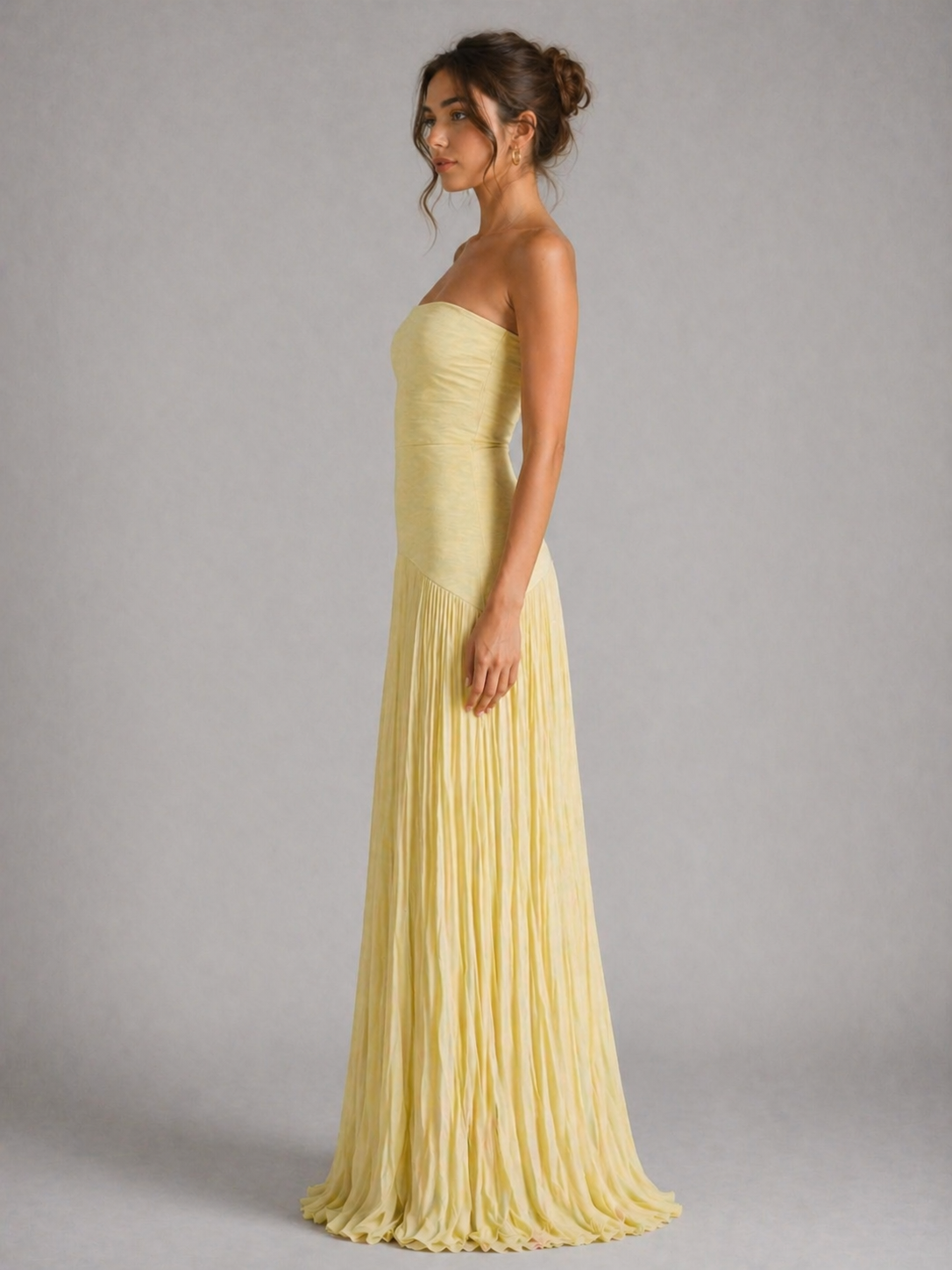 ELYSA – ROBE LONGUE BUSTIER PLISSÉE