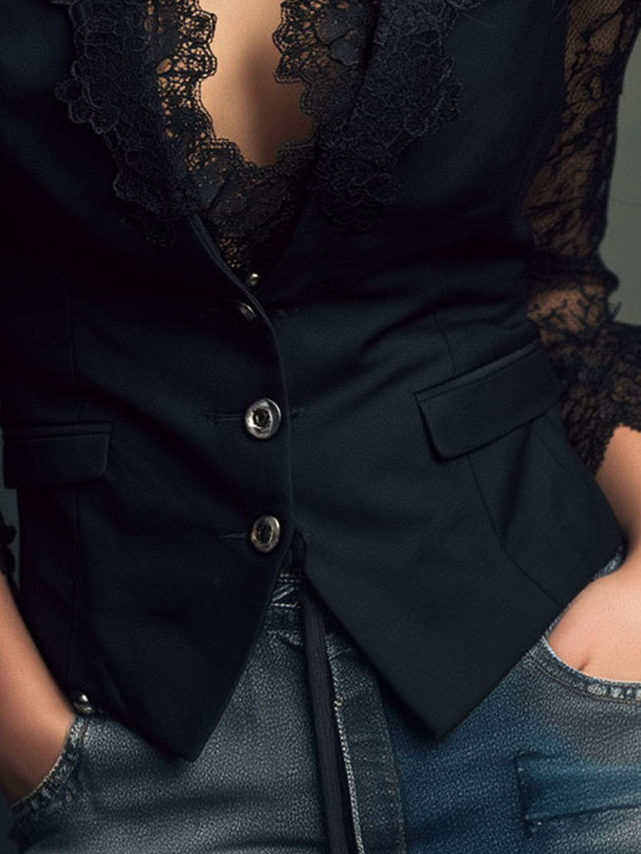 Sophie | Blazer Élégant à Manches Semi-Transparentes