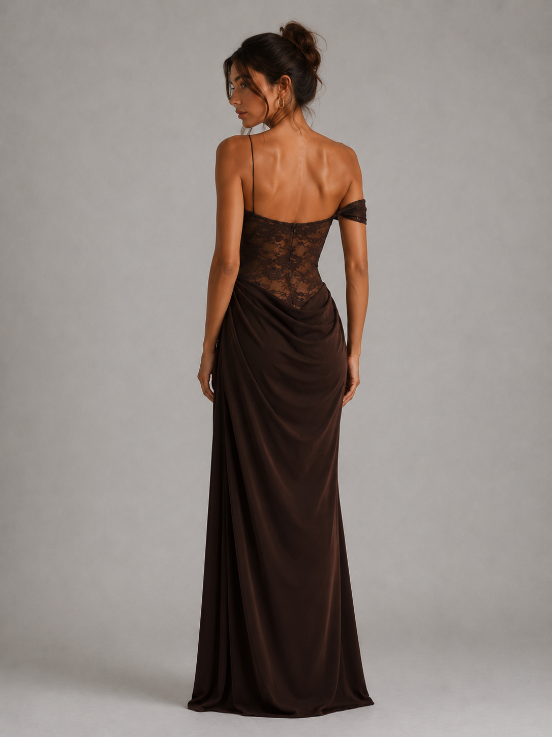 CAMILLE - ROBE LONGUE EN DENTELLE ÉPAULES DÉNUDÉES