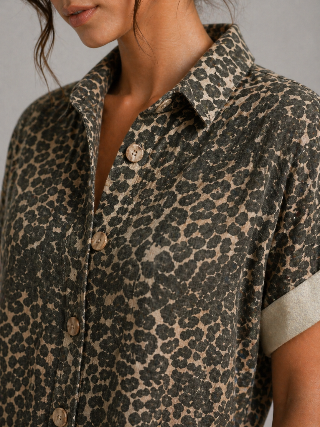 NONETTE – COMBISHORT CHEMISE IMPRIMÉ LÉOPARD