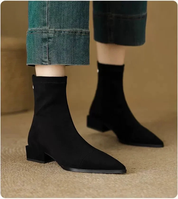 Camille | Bottines élégantes en daim à bout pointu