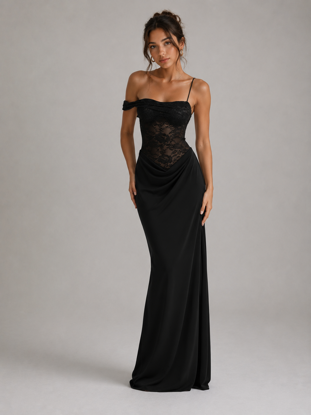 CAMILLE - ROBE LONGUE EN DENTELLE ÉPAULES DÉNUDÉES