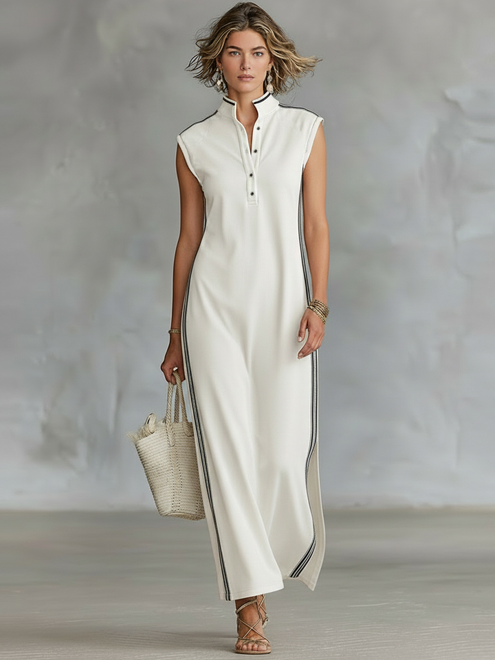 Claire | Robe longue élégante avec coupe fluide et col moderne