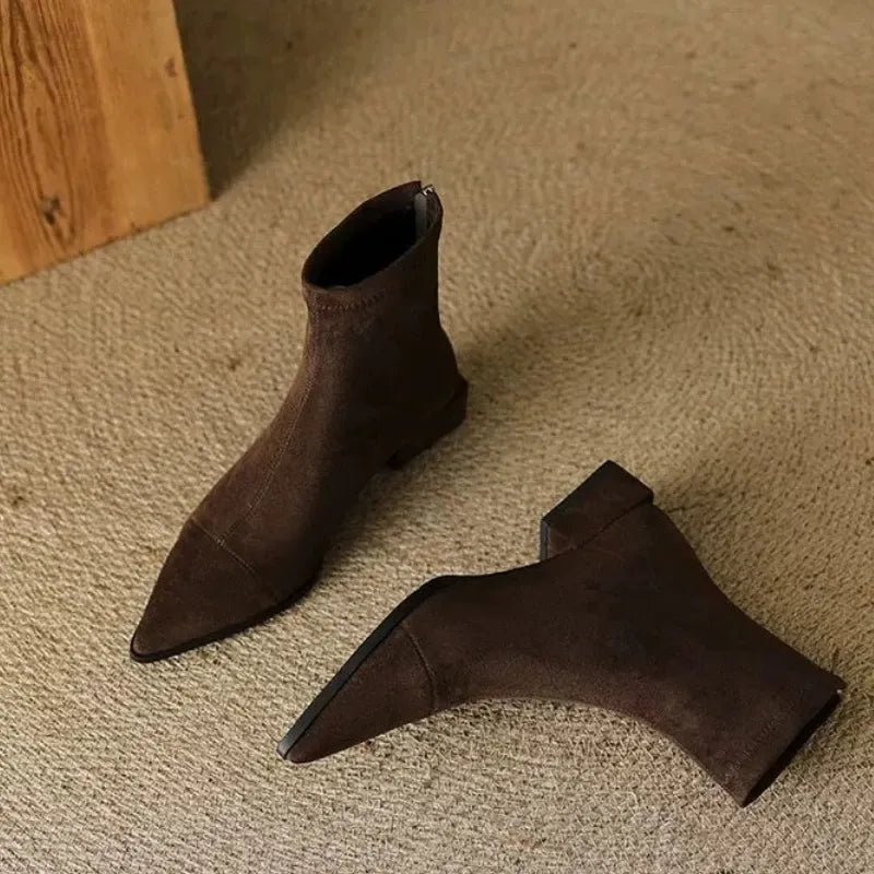 Camille | Bottines élégantes en daim à bout pointu