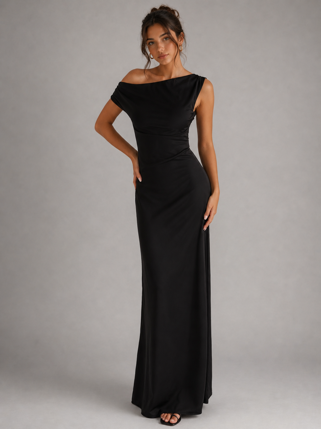 CIELA - ROBE LONGUE SATINÉE ASYMÉTRIQUE