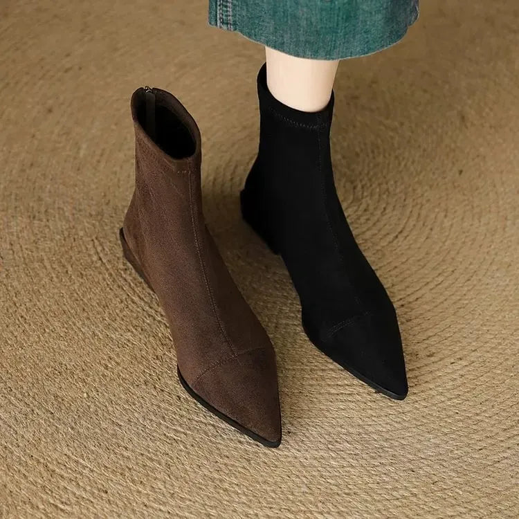 Camille | Bottines élégantes en daim à bout pointu