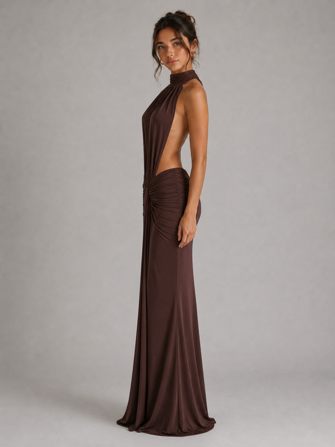 MAËLLE - ROBE LONGUE RUCHÉE DOS NU