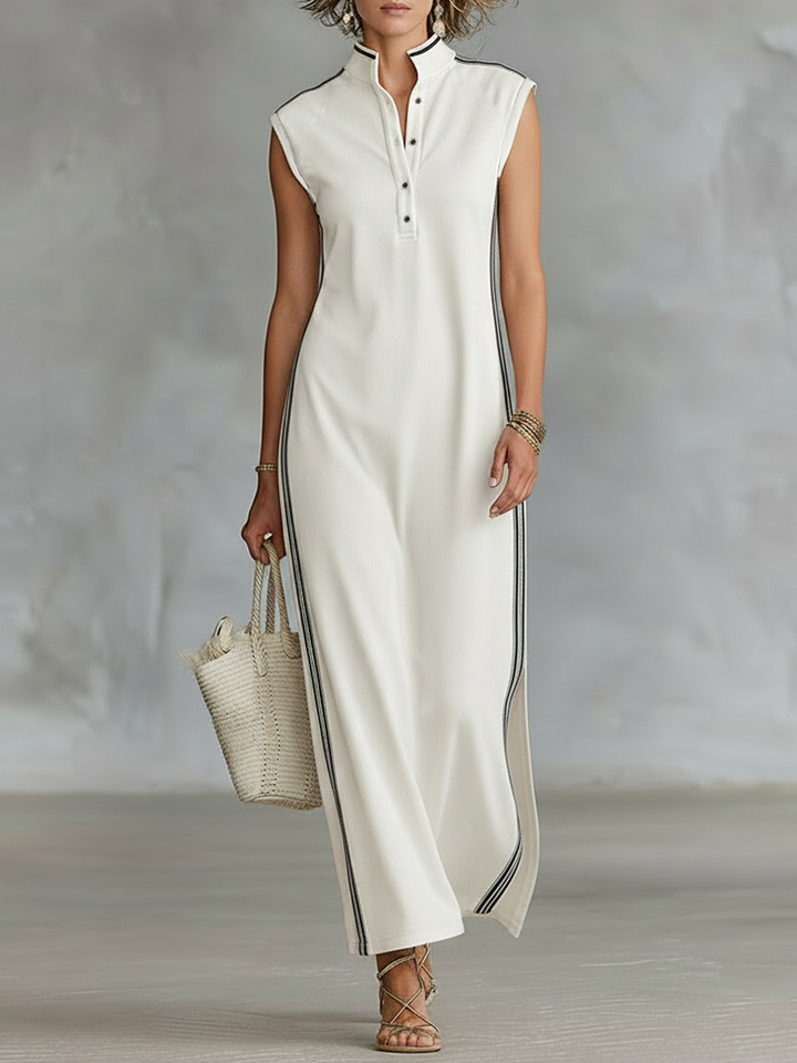 Claire | Robe longue élégante avec coupe fluide et col moderne
