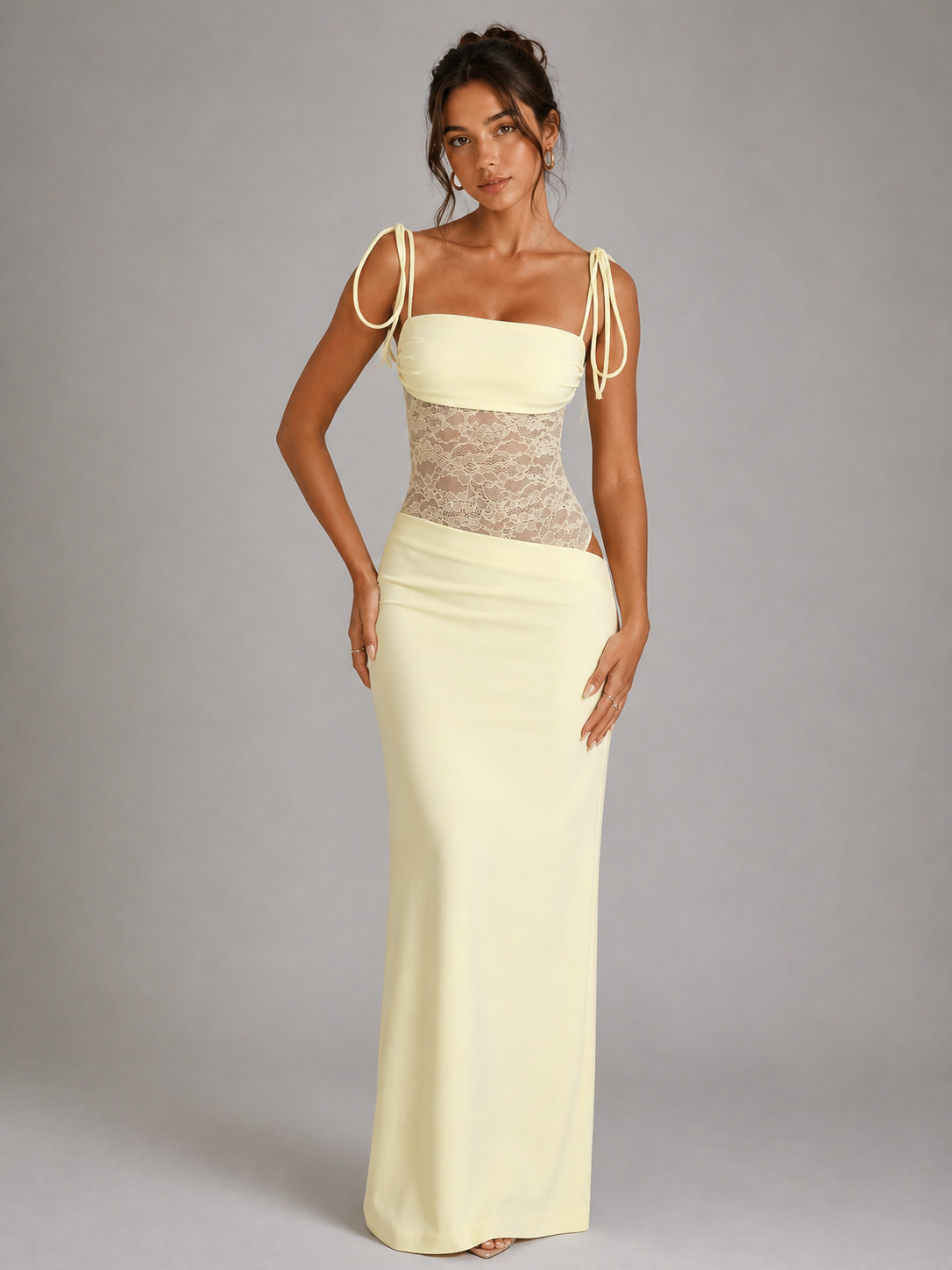 CAMILLE – ROBE LONGUE EN DENTELLE À BRETELLES