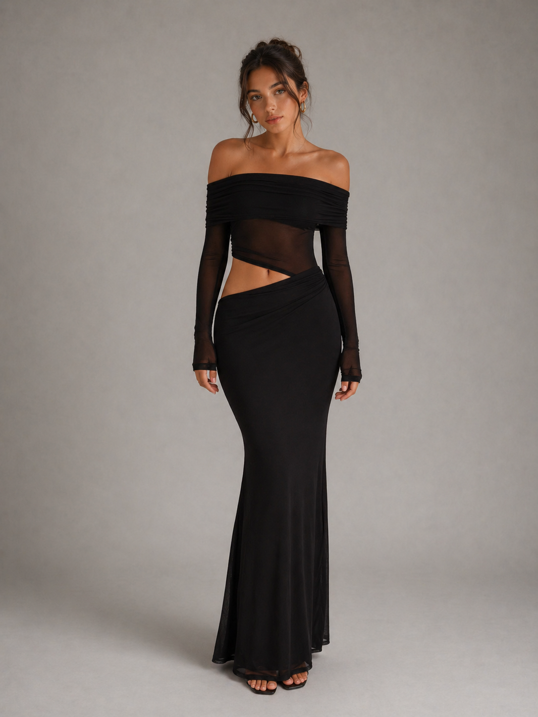 MÉLINA – ROBE LONGUE EN TULLE À ÉPAULES DÉNUDÉES
