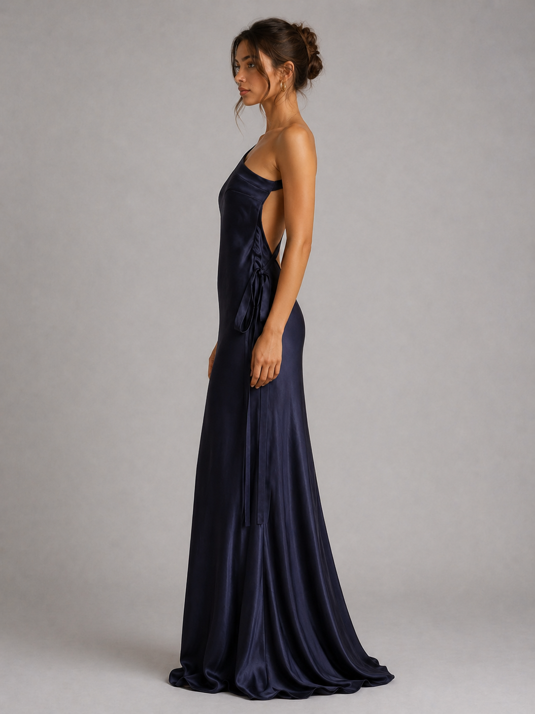 MURIEL - ROBE LONGUE SATINÉE DOS NU EFFET COUTURE