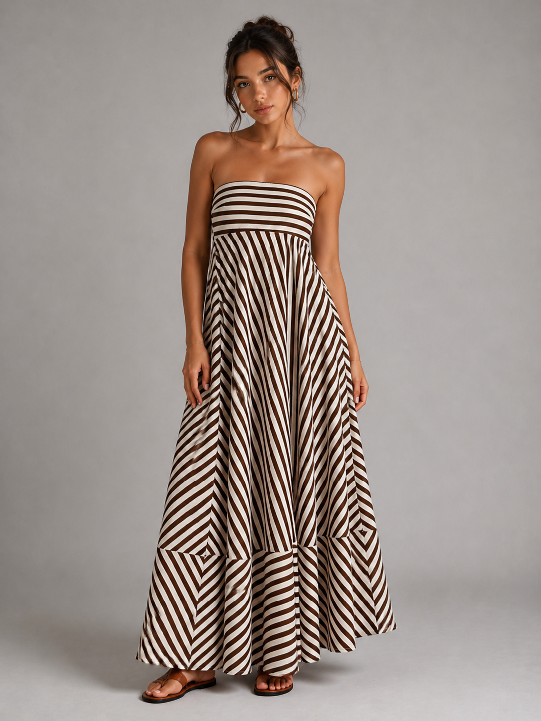 JULIETTE - ROBE LONGUE BUSTIER À RAYURES FAÇON RIVIERA