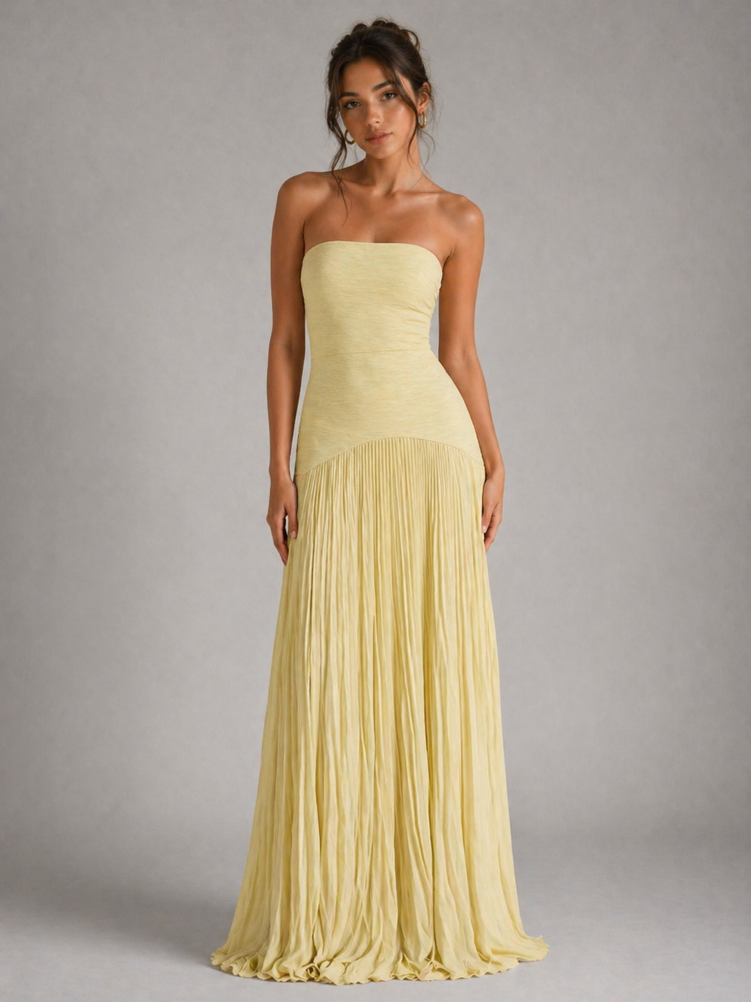 ELYSA – ROBE LONGUE BUSTIER PLISSÉE