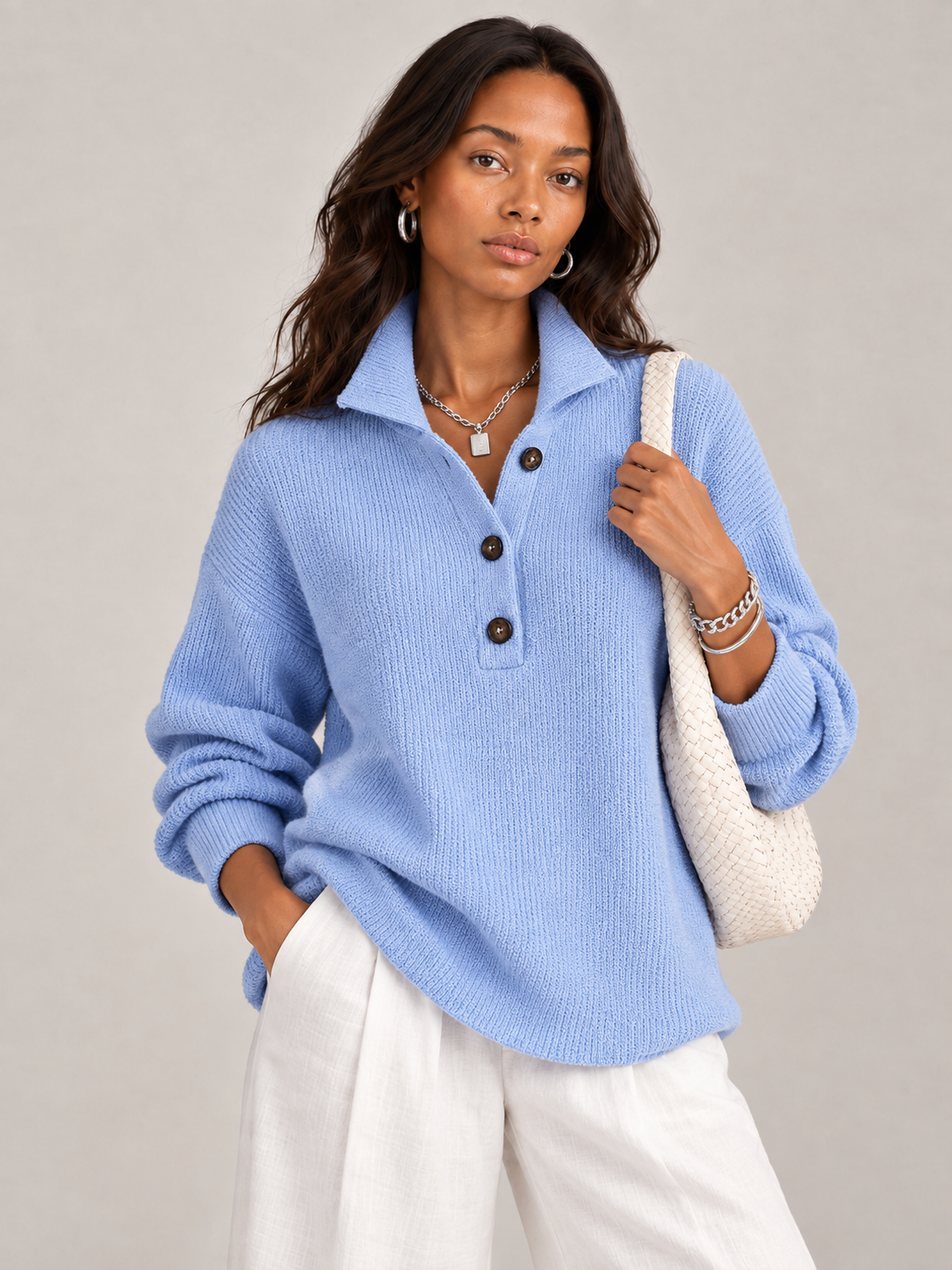 Pauline™ | Polo en jersey avec col V