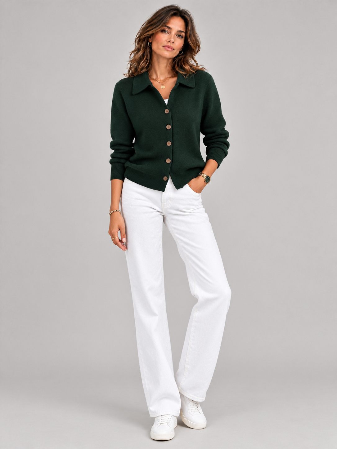 Odette™ | Veste en tricot avec col et boutons