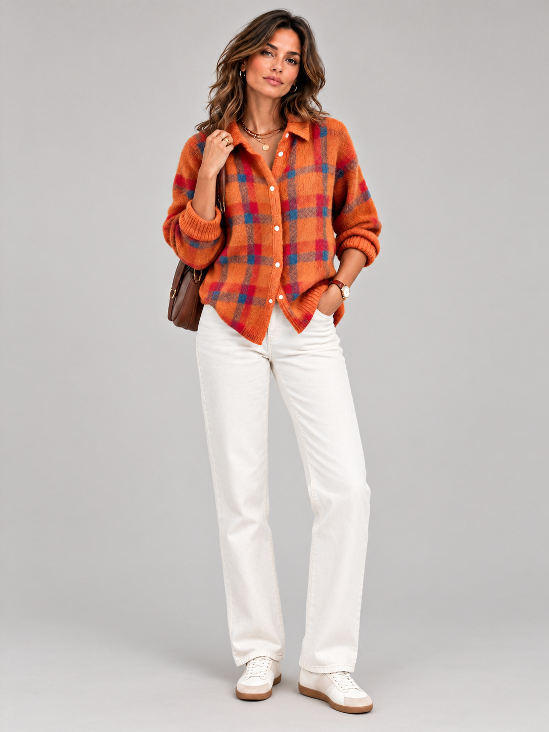 Capucine™ | Veste en tricot à carreaux