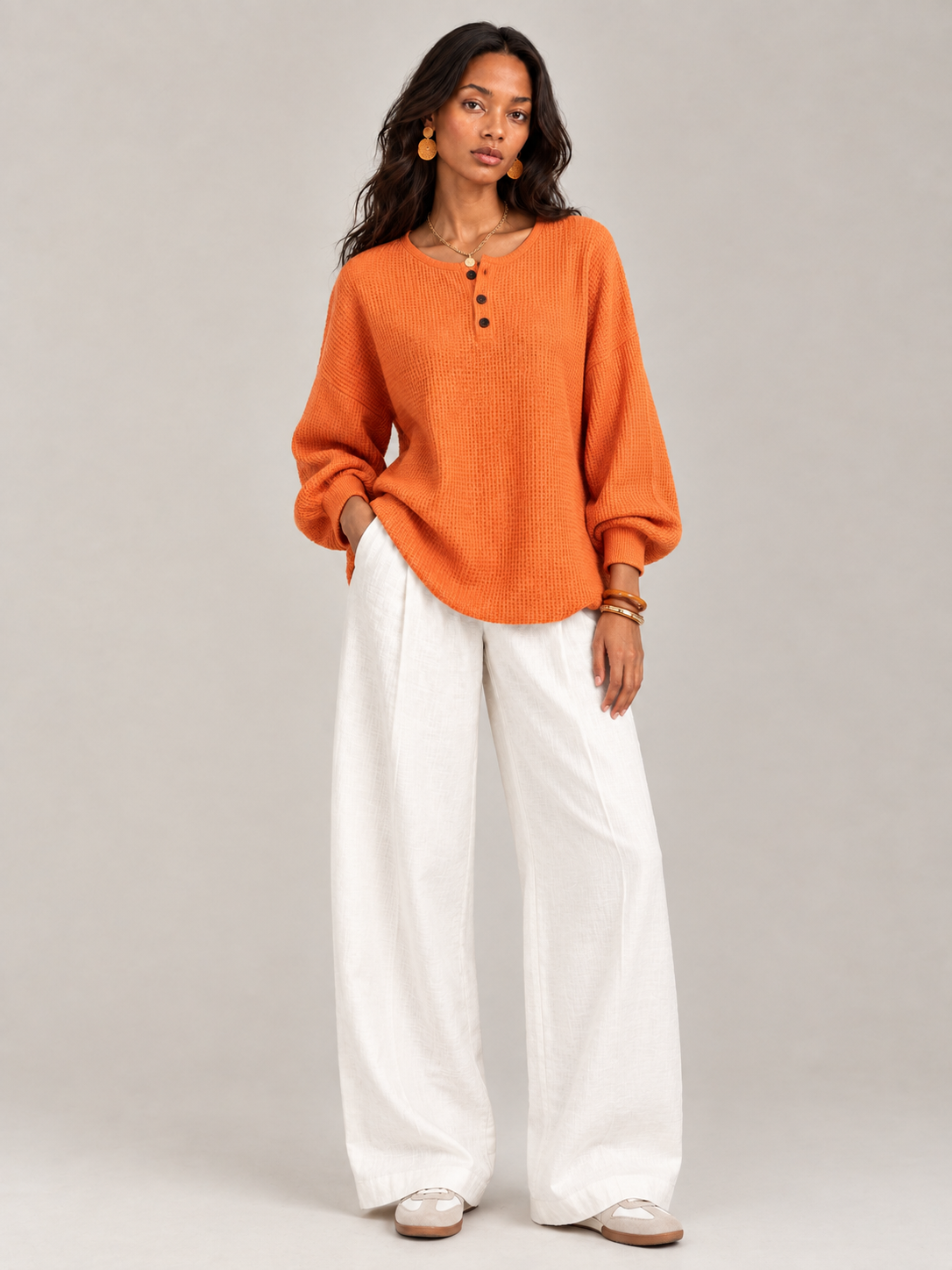 Félicité™ | Sweat-shirt Henley gaufré