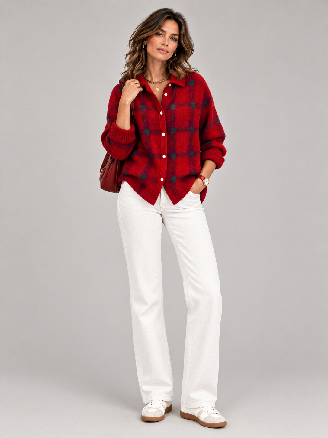 Capucine™ | Veste en tricot à carreaux