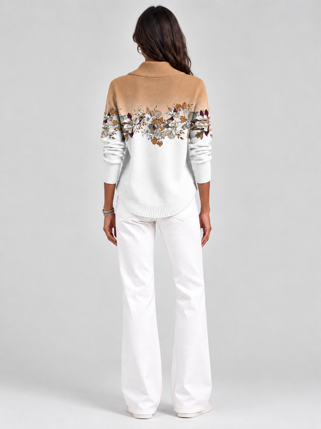 Albane™ | Pull floral avec col roulé