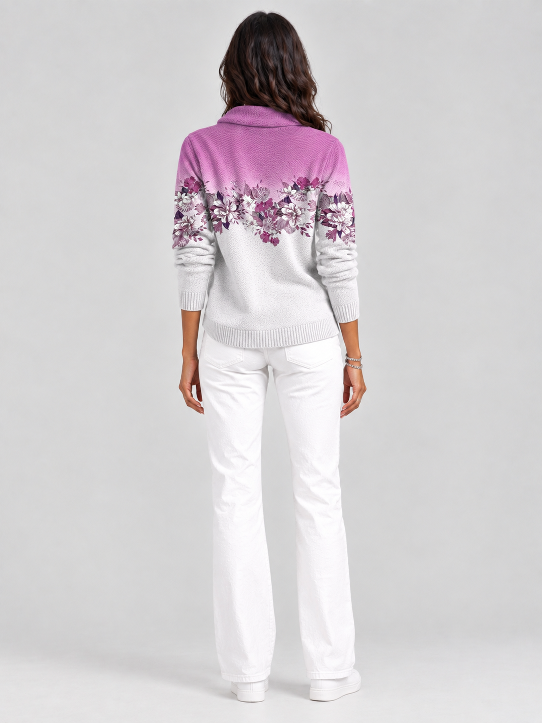Albane™ | Pull floral avec col roulé