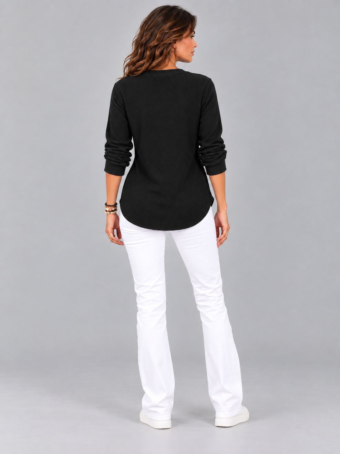 Blanche™ | Tunique Henley avec boutons