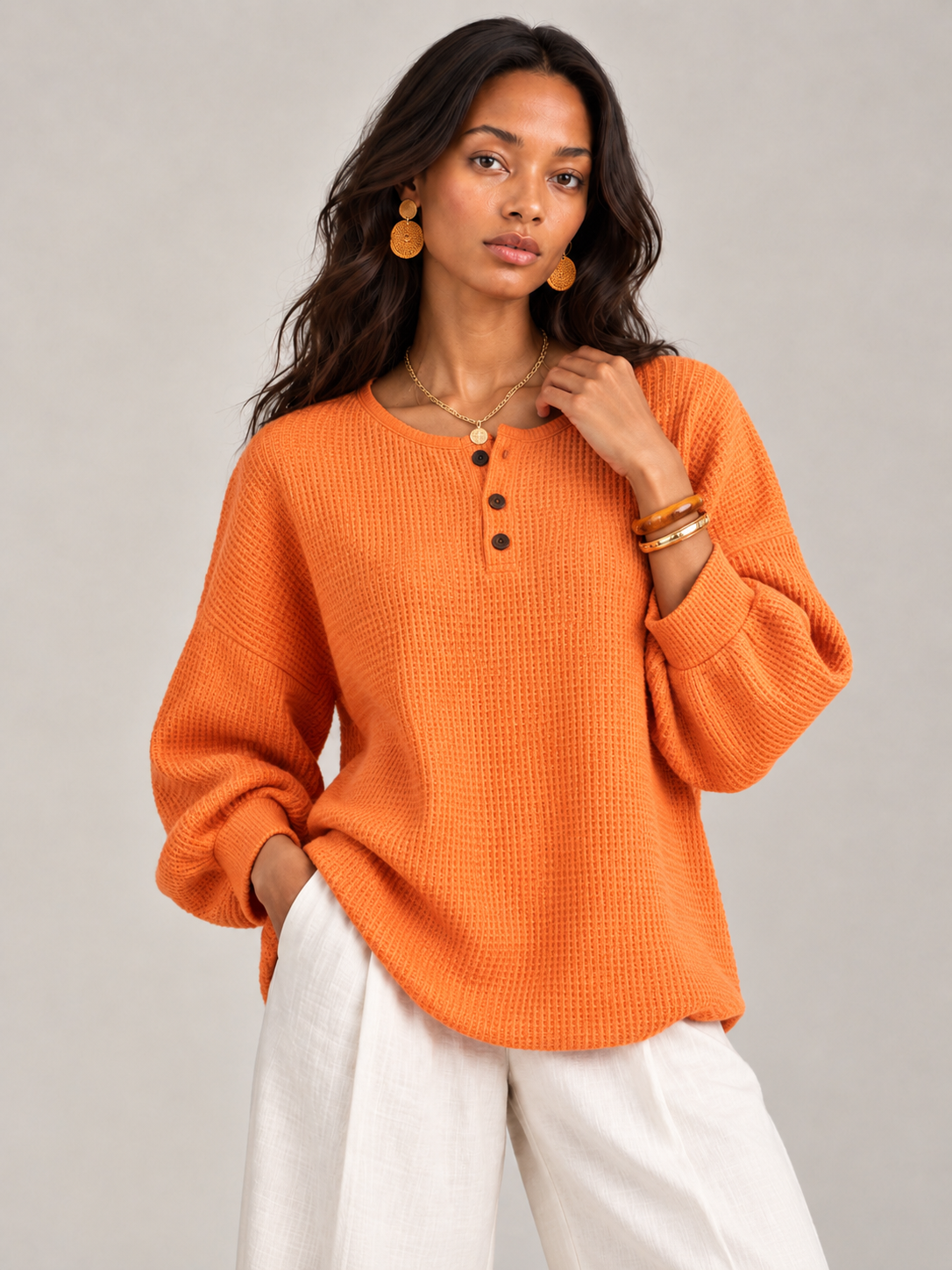 Félicité™ | Sweat-shirt Henley gaufré