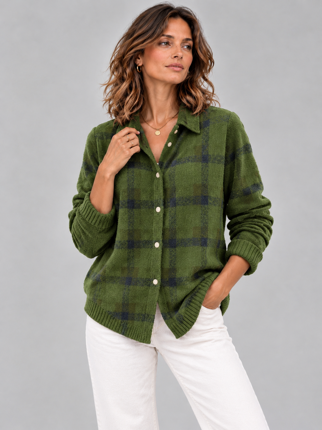Capucine™ | Veste en tricot à carreaux