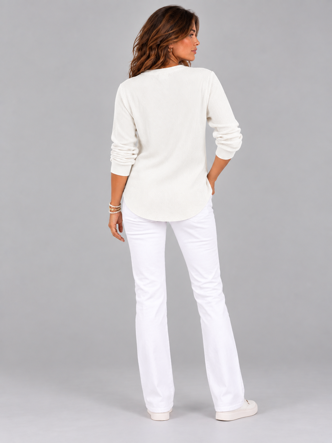 Blanche™ | Tunique Henley avec boutons
