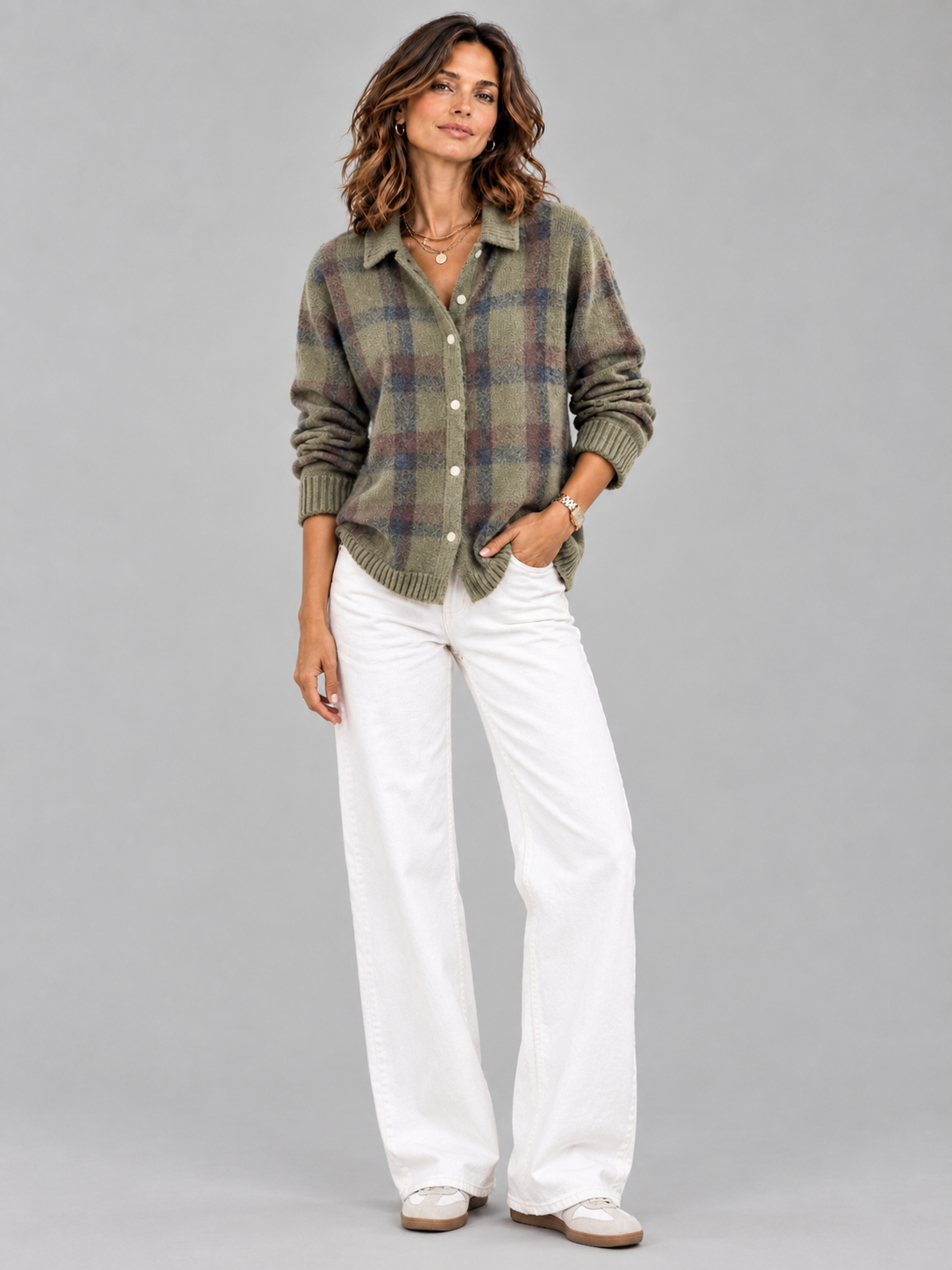 Capucine™ | Veste en tricot à carreaux