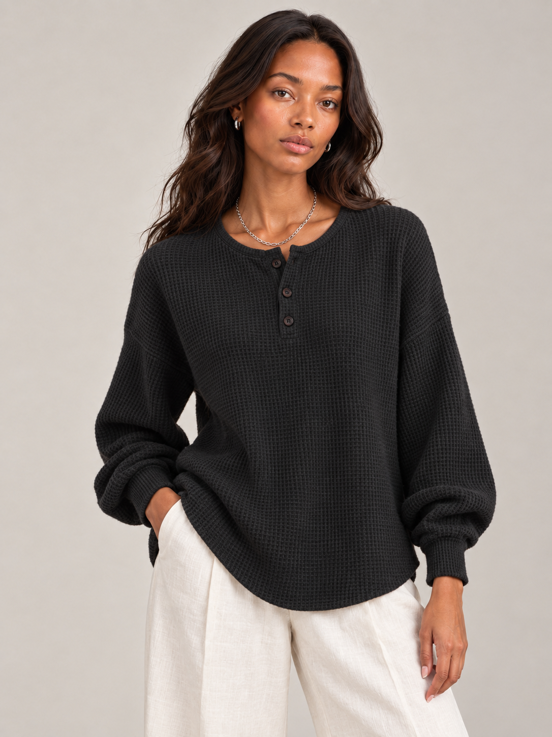Félicité™ | Sweat-shirt Henley gaufré