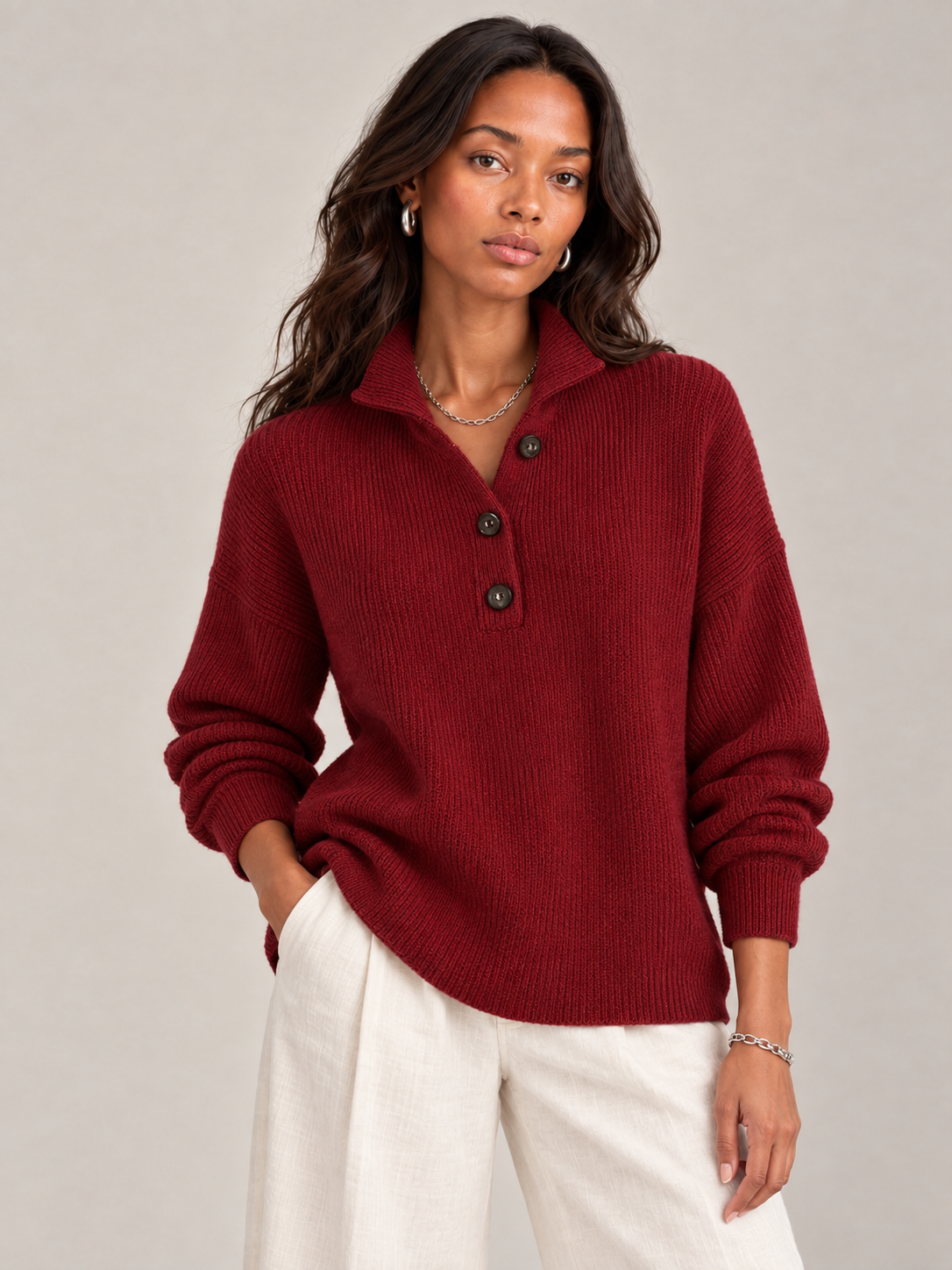 Pauline™ | Polo en jersey avec col V