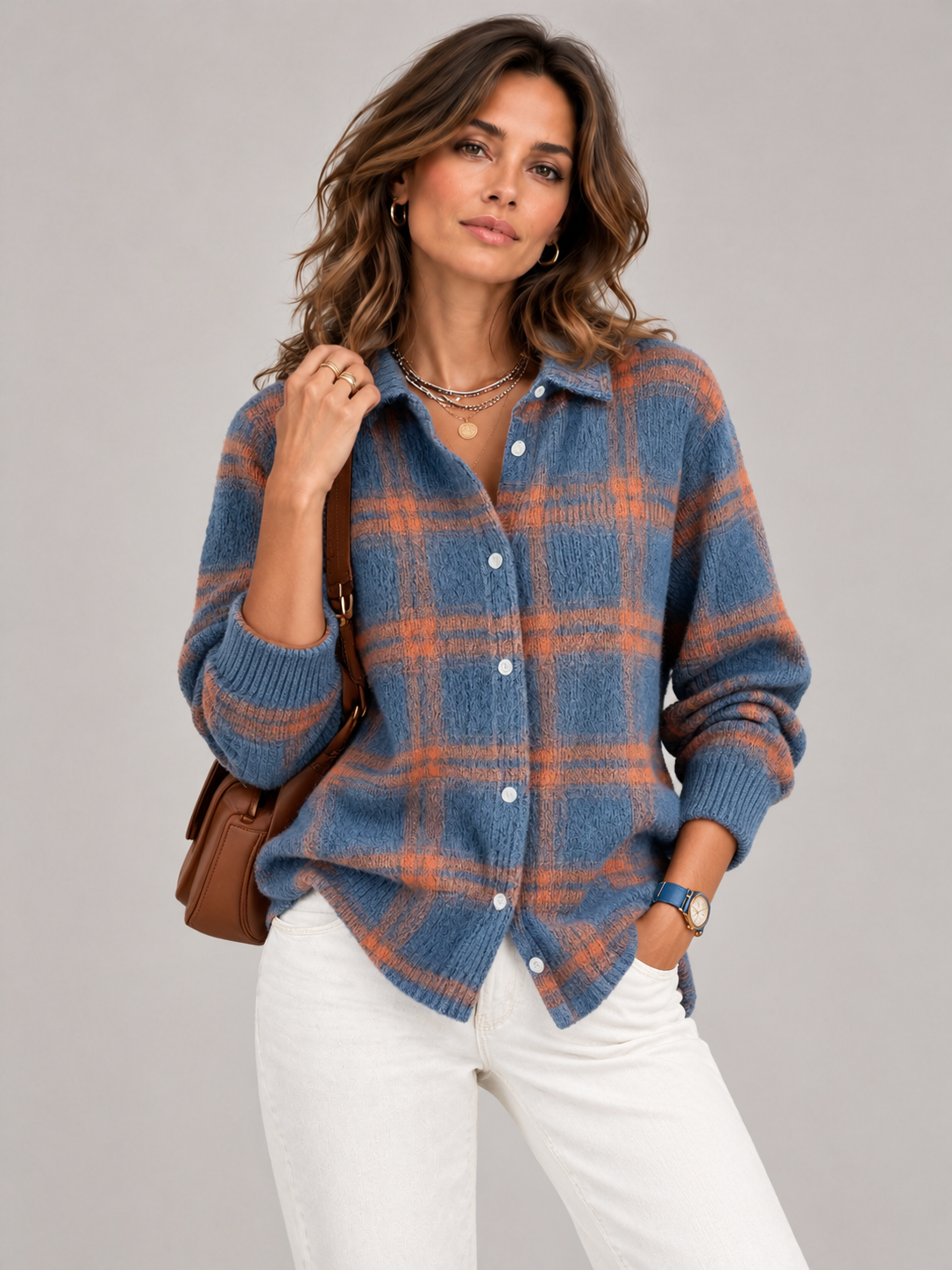 Capucine™ | Veste en tricot à carreaux