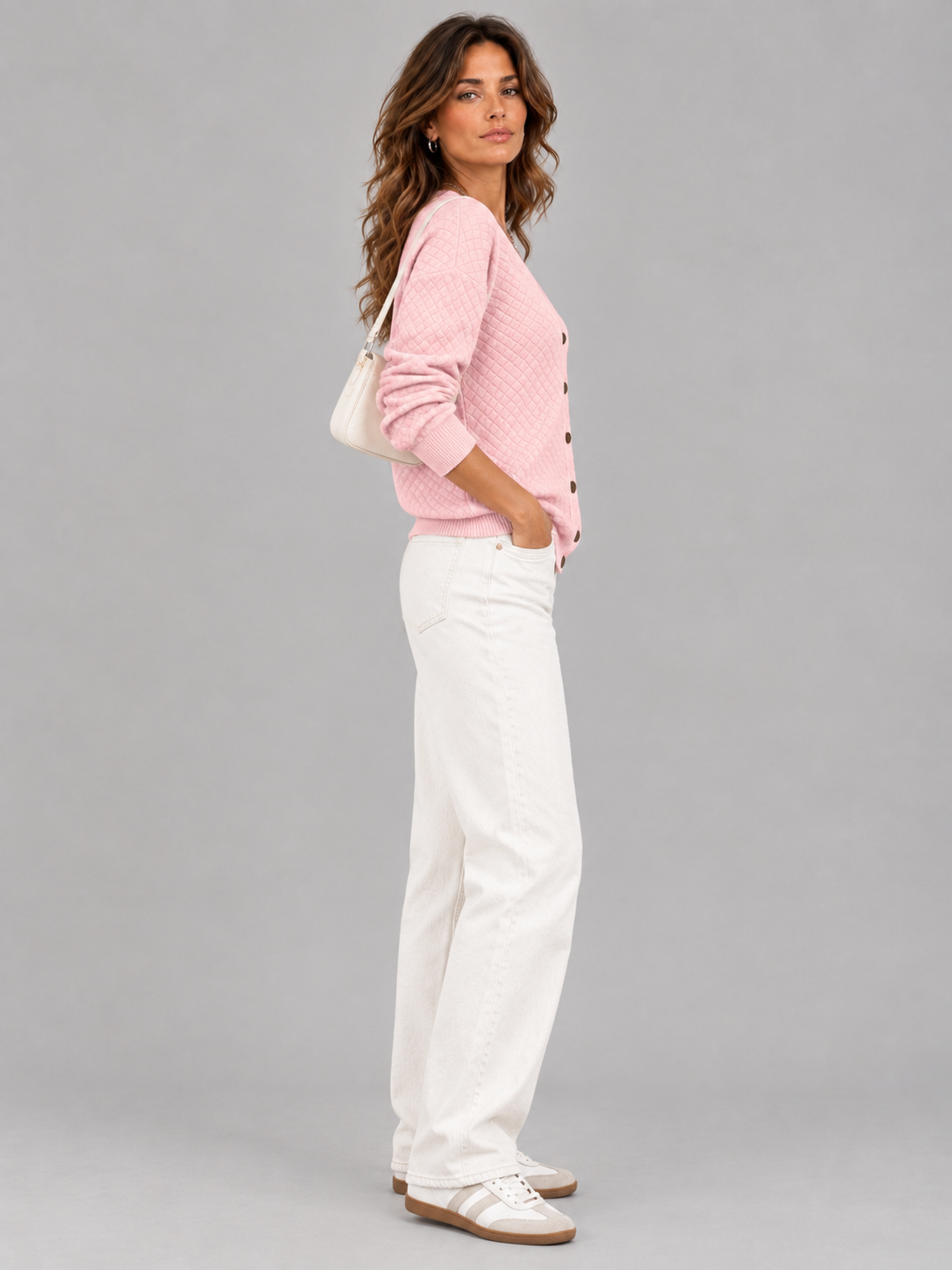 Léonie™ | Veste en tricot matelassée avec boutons