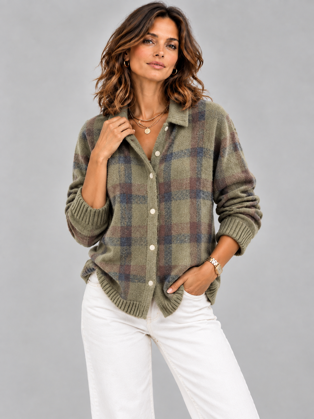 Capucine™ | Veste en tricot à carreaux