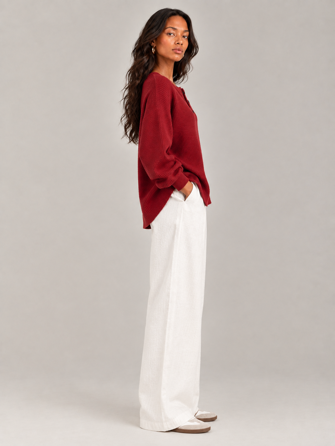 Félicité™ | Sweat-shirt Henley gaufré