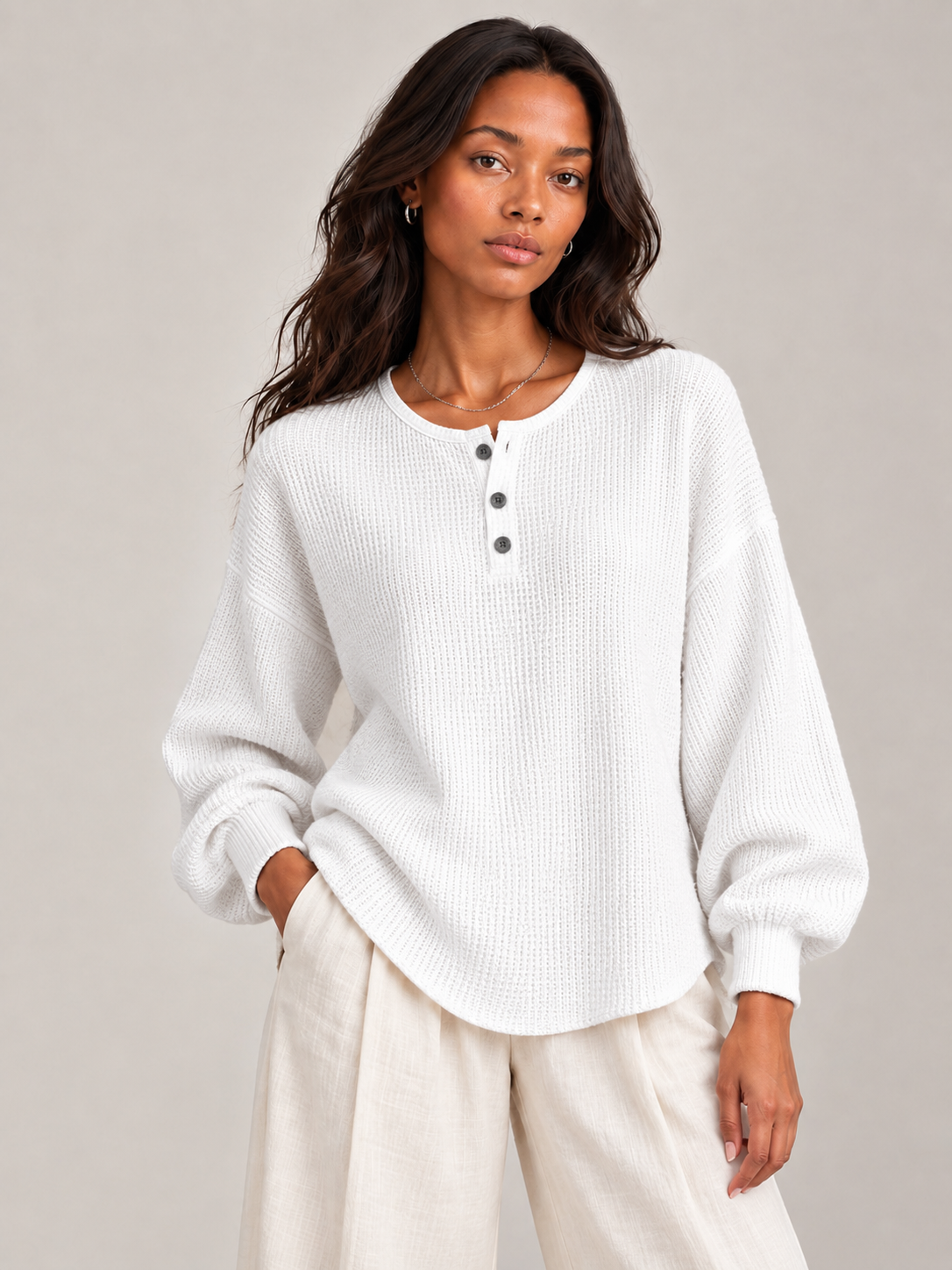Félicité™ | Sweat-shirt Henley gaufré