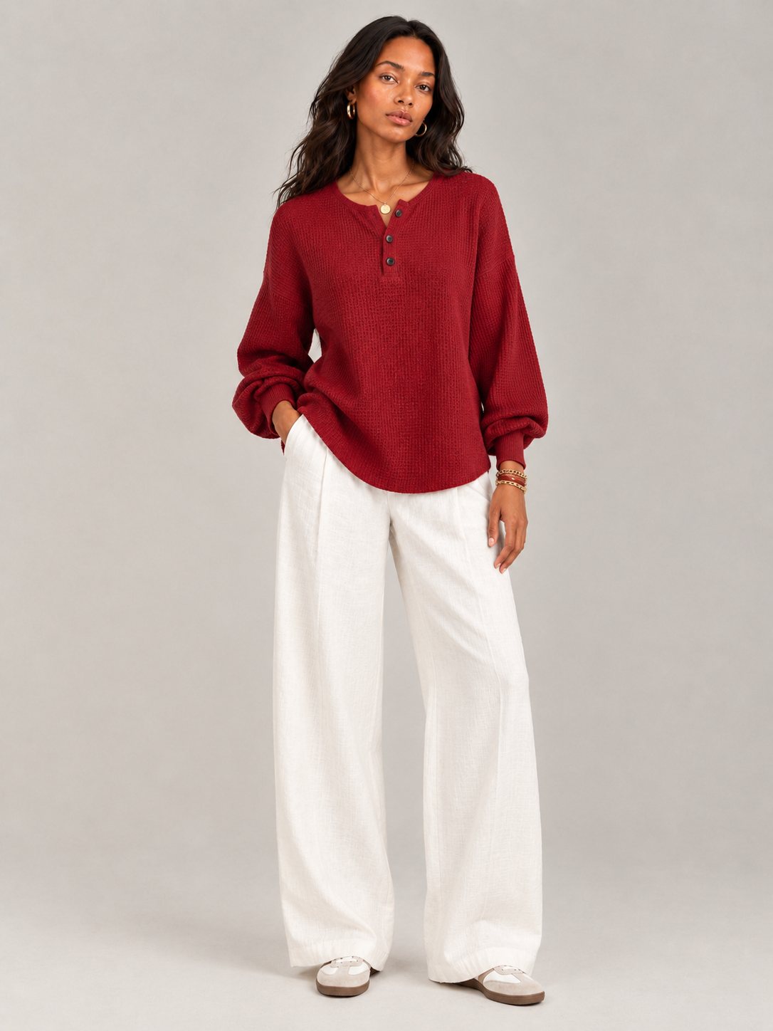 Félicité™ | Sweat-shirt Henley gaufré