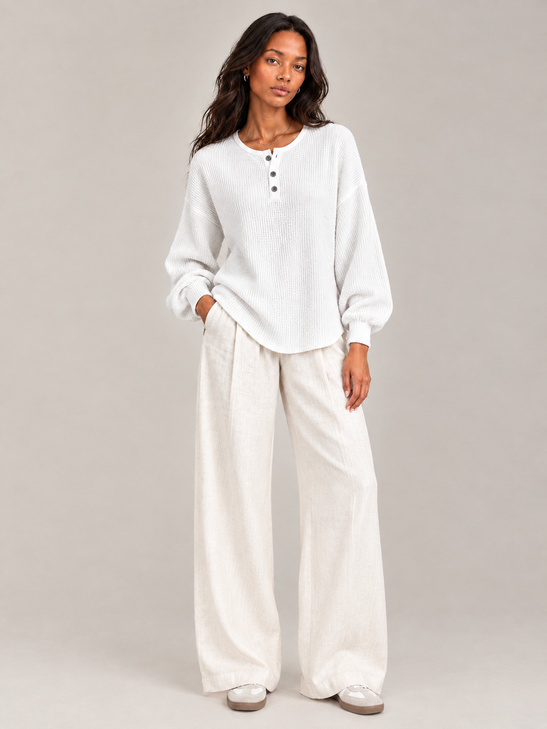 Félicité™ | Sweat-shirt Henley gaufré