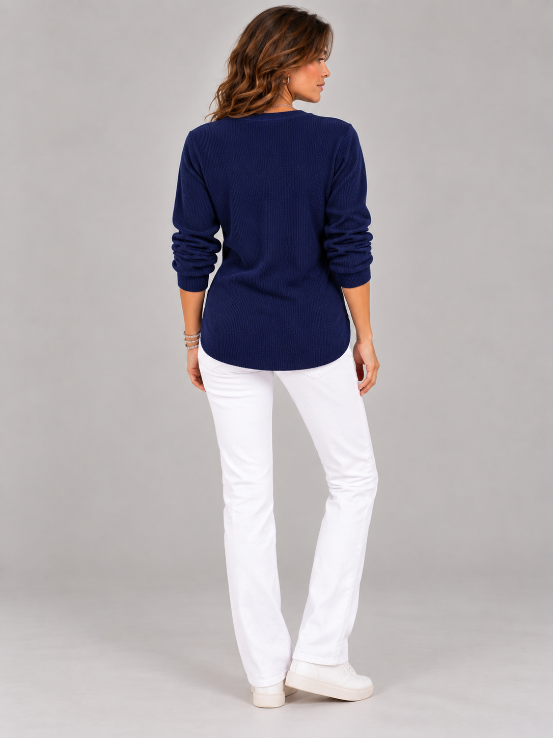 Blanche™ | Tunique Henley avec boutons