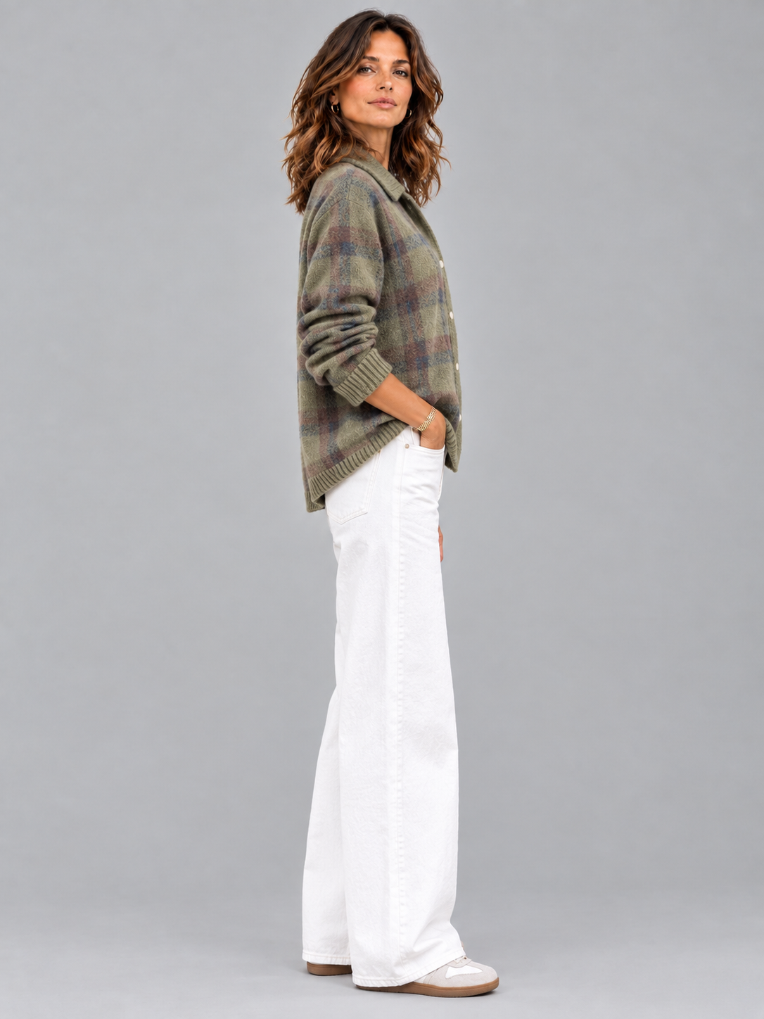 Capucine™ | Veste en tricot à carreaux